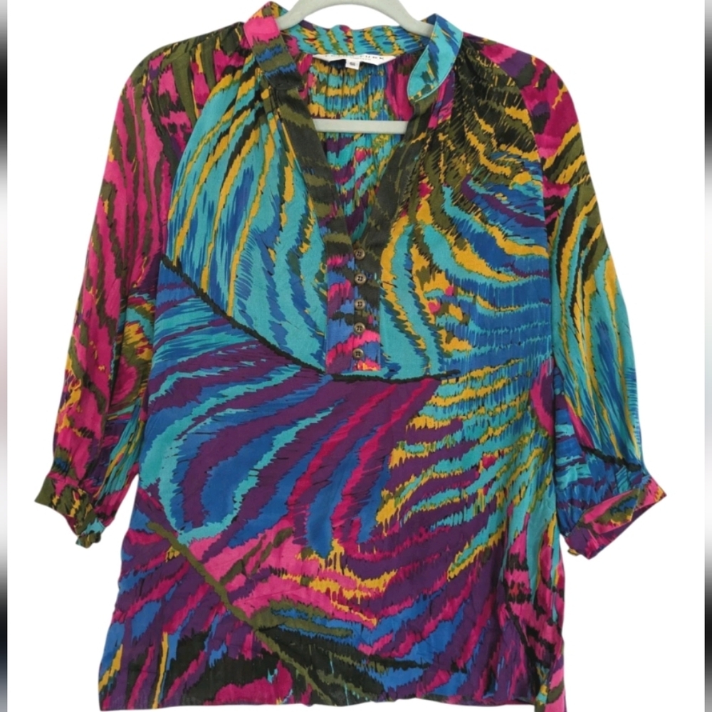 TRINA TURK Colorful Silk Blend Top Blouse‎